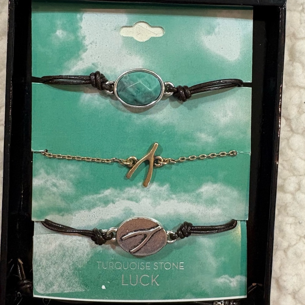 Lucky Brand Blue and Gold Bohemian Bracelet Set